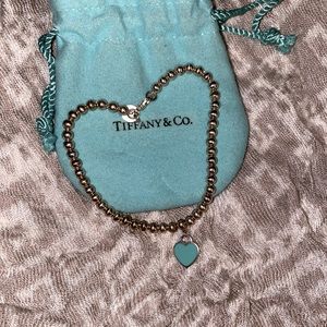 Silver Tiffany & Co “Return to Tiffany” Blue Heart Tag Bead Bracelet